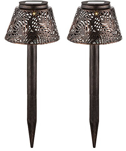 Solarleuchte Tischlampe Außenleuchte LED Terrassenlampe Erdspieß Gartendeko, kupfer, DxH 13,8x27 cm, 2er Set