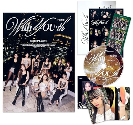 TWICE - 13th Mini Album [With YOU-th] (Standard Ver. - Glowing Ver.) Photobook + Photocard + 3-Cut Photo + Film Photocard + Letter Poster + CD-R + Sticker + 2 Pin Badges + 5 Extra Photocards