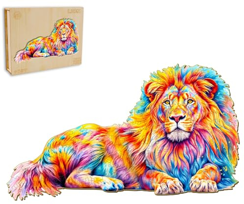 Holzpuzzle Erwachsene, Löwe Puzzle (L 39 * 23cm 195 Teile) Schöne Geschenkverpackung, wooden puzzle für Erwachsene und Kinder Festgeschenk