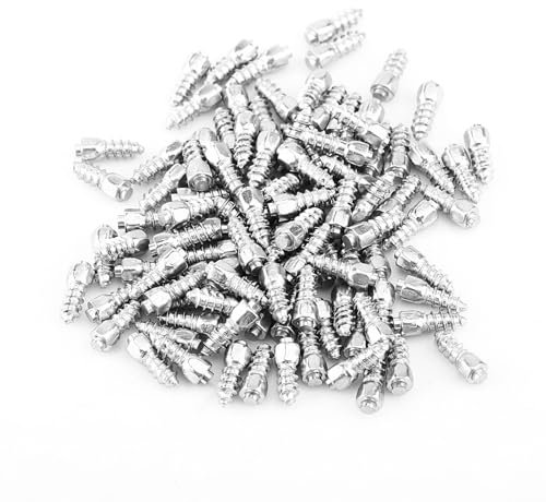 100 St¨¹ck 12 Mm Auto SUV ATV Anti-Rutsch-Schraubbolzen Radreifen Schneereifen Spikes Trim Autozubeh?r, Silber,Autowartung