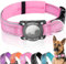 AgoumLux Airtag Hundehalsband, Air Tag Wasserdicht Hundehalsband mit Airtag Halter, Reflektierendes Airtag Halsband Hund mit Weicher Polsterung für Kleine, Mittlere und Große Hunde, Rosa, M