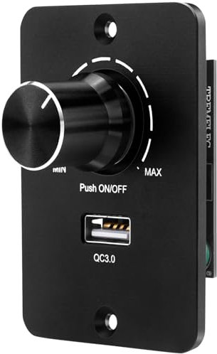 Aroidful DC 12V/24V RV Single Dimmer Light Switch, 5A PWM Campervan Light Switch and USB QC 3.0 Quick Charge, LED Dimmer Switch No Noise No Flicker Suitable for RV, Camper, Van, Truck, Yacht