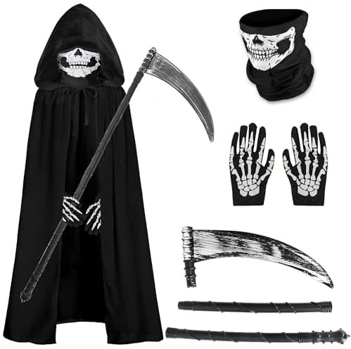 Umhang mit Kapuze Vampir Kostüm Halloween kostüm für Kinder Unisex Umhang Jungen Mädchen Cloak With Hood Mittelalter Samt Kapuzenumhang Fasching Karneval ELF Cosplay kostüm Schwarz
