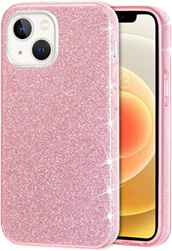 Mixroom - Coque pour iPhone 15 Case en TPU souple Rose avec paillettes 3 en 1