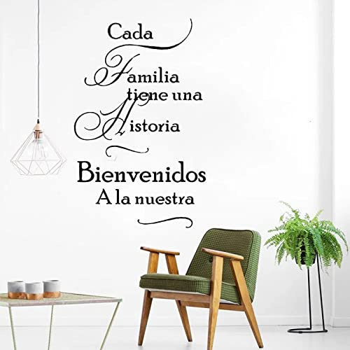 TUOQIANNAN Adhesivo de pared extraíble con frase de bienvenida en español para decoración de salón, entrada o pasillo, vinilo negro, 43 x 68 cm