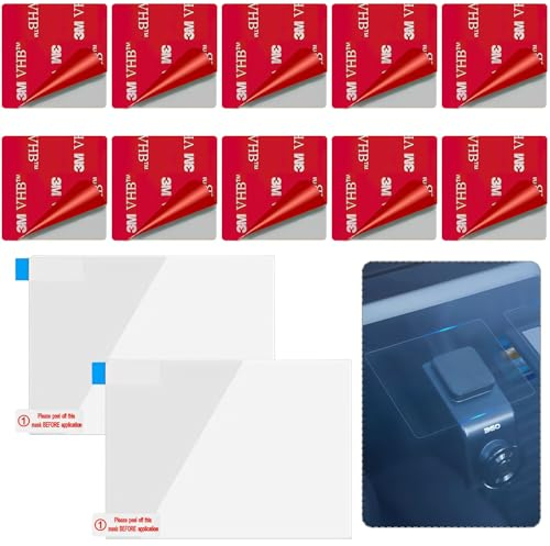 IGXX 12 Stück doppelseitiges Aufkleber-Klebepad und elektrostatische Folie für die Windschutzscheibe des Autos, Dashcam-Klebepads, stabile reflektierende Folie für das Dashcam-Display zur Befest(rot)