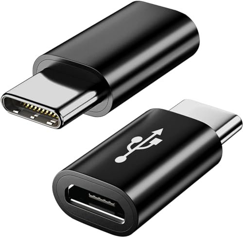 DragonTrading Adaptateur micro USB vers USB C, USB de type C mâle vers micro USB femelle, adaptateur USB C compatible avec téléphones de type C, tablettes et plus (noir) (2)