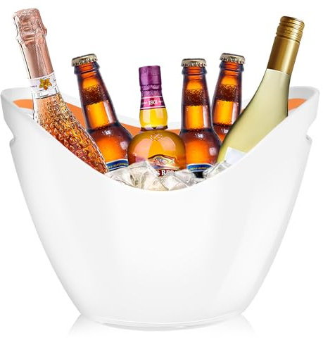 ZBPASL 8L Eiseimer Champagner Eimer,Eis Eimer,Weinkühler Sektkühler,große Eiskübel, Küchenobst und Gemüse Vorratsbehälter Behälter (White)