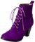 Onewus Stivali da donna con tacco a blocco, lacci, opaco viola, 44 EU