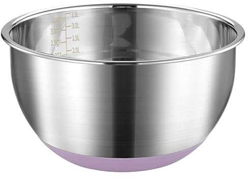 FAB4HOME Mixing Bowl Stainless Steel Mixing Bowl with Nonslip Silicone Bottom Metal Kitchen Bowl Baking Cooking Mixing Bowl Salad Bowl Dishwasher Safe, 24cm