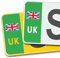 UK Car Number Plate Stickers for Driving in Europe, Premium 3M Vinyl Decals, Union Jack, Compliant with Post-Brexit Regulations, Bubble-Free & Easy Application - Set of 2 (Front & Rear) (Green)