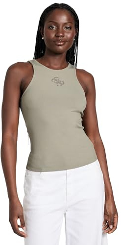 GUESS Damen Eco New Ärmelloses Guendalina Top mit Rundhalsausschnitt, Moosgrün, X-Klein