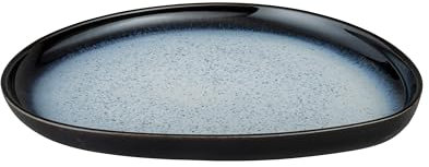 Denby - Halo Organic Platter - 30cm Length - Organic Shape Reactive Glaze Serving Dish - Black, Grey, White Ceramic Glazed Oven Safe, Dishwasher Safe, Microwave Safe