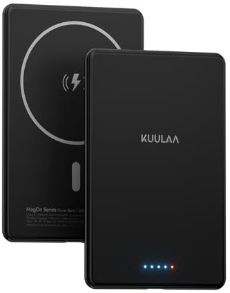 Kuulaa Bateria Externa Magnetica Ultra Slim 5000mAh, PD 20W Power Bank Wireless mag-Safe Mini Carga Rápida, 0.27IN Cargador Portátil Powerbank para iPhone 16/16 Plus/16 Pro/16 Pro MAX /15/14/13/12