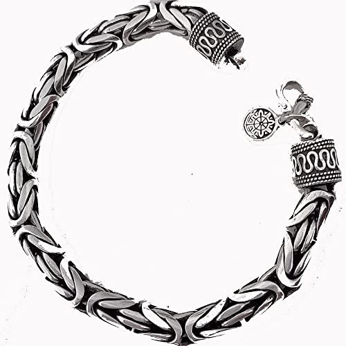 SdaryWare Neues 100% echtes S925-Silberschmuckarmband für Männer, Friedensmuster, Persönlichkeit, Vintage, Thai-Silber, Männerarmband, Herrenmode, Vintage-Schmuck, L (Silber-Mittel)