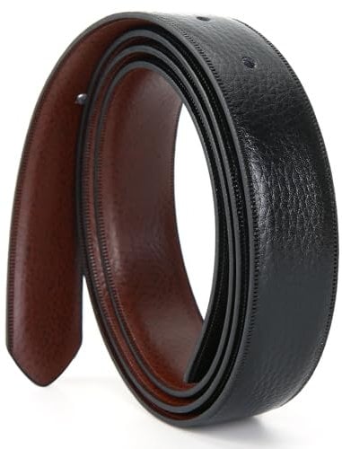Nelbons Herren Gürtel Wechselgürtel Echt Leder ohne Schnalle Gürtel für Gürtelschnalle zum Wechseln, Breite 3.0cm, Black/Länge 125cm Geeignet für 28-43 Taille