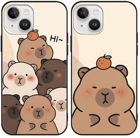 PBNDJVG Kawaii Phone Cases Funny Capybara Case for Apple iPhone 13 mini 5.4 Inch, Anime Cartoon Cute Pattern Shockproof Soft TPU Silicone Gel Drop Protection Case for Women Girls