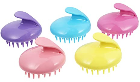 5 Stück Silikon Kopfhautpflegebürste für Haarshampoo und Dusche | Kopfhautmassage, Kopfhaarpeeling für Kopfhaut, Trockene Kopfhaut, Elektrische Kopfhaut Massagebürste Zufällige Farbe