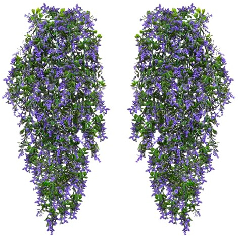 CATELL 2 Piezas Plantas Artificiales Colgantes 70 cm Purpureo