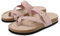 ARRIGO BELLO Mules et Sabots Femme Pantoufles Bout Ouvert Sandales Liège Cuir Claquettes Réglable Été Chausson de Plage Rose EU36
