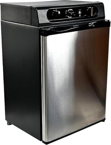 Shield Autocare Cool Mate 3 Way Absorption Campervan & Caravan Fridge Freezer 12v / 240v / Gas Electric (Silver + Flue Kit, 40 Litre)