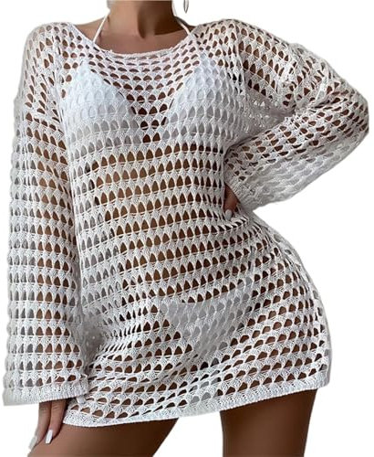 GMGQJST Cover Up para Bikini Vestido Playero Holgado de Rejilla Transparente con Aberturas for Playa