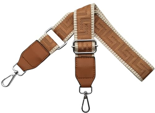 Schultergurt für Tasche Taschengurte zum Wechseln, Verstellbar Taschengurt Breit 3.8cm mit Leder Silber Karabiner - Taschenband Schulterriemen für Damen Handtaschen, Khaki/Hellbraun, T31