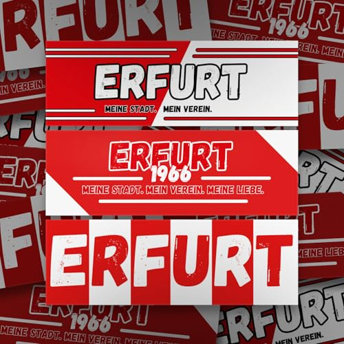 300x Erfurt Sticker/Aufkleber Mix/ '1966', 'Meine Liebe', 'Balken'/ Fußball Fanartikel/ 14,8x5,0 cm/PVC/wetterfest