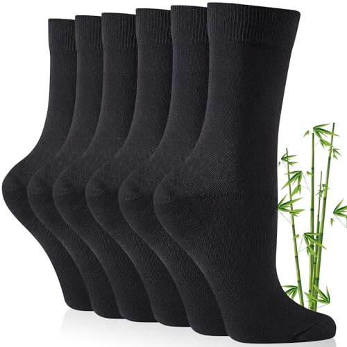 SockWaddles Ladies Bamboo Socks 3 Pairs, Breathable Womens Crew Socks, Cotton & Bamboo Blend Comfortable Dress Sock, Soft Top with Reinforced Heel and Toe, Chirstmas Gifts for Ladies Wife Grils Xmas
