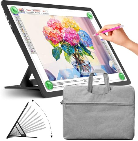 Zocelight wiederaufladbare A3 Leuchttisch mit integriertem Ständer & Tasche,Superheller Magnetschachtel light box mit physischen Tasten,diamond painting zubehör,led zeichenbrett zum Zeichnen,tattoo