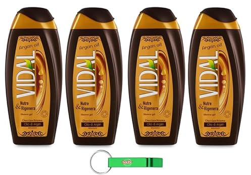 4 gel doccia Vidal Bagnodoccia/schiuma doccia con olio di argan 250 ml + portachiavi Beni Culinari gratuito