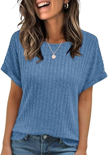 Cuptacc Womens Tops Elegant Ladies T Shirts Casual Short Sleeve Summer | Crew Neck,Basic,Casual,Comfy,Lightweight,Flutter Sleeves,Daily,Office,Travel