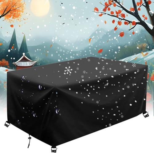 AJALGZ Abdeckung für Gartenmöbel Wasserdicht Winterfest 220x110x75cm/Länge x Breite x Höhe 420D Oxford Gewebe Winddicht Anti-UV Outdoor Sofa Tisch Möbelsets Abdeckhaube Schutzhülle für Balkonmöbel