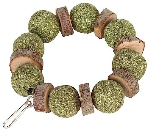Haofy Kauspielzeug aus Natürlichem Apfelholz für Kaninchen und Meerschweinchen, Essbarer Strohball, Zahngesundheitspflege (Runder Ring aus Holzstück)