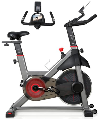 Novonova Heimtrainer Fahrrad mit einstellbarem Widerstand, Indoor Bike mit LED-Display, Fitnessbike mit Smartphone/Tablet-Halterung, Herzfrequenzsensor, Hometrainer Fahrrad mit Bildschirm S100