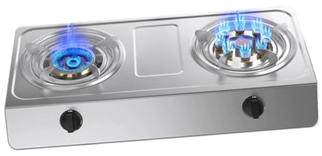 Cuisinière À Gaz D'intérieur - Gaziniere Gaz 2 Feux, 4,5/5,2 KW, Acier Inoxydable, Pose Libre, Sécurité Anti-extinction De Flamme, Pour La Cuisine, Le Jardin(LPG)