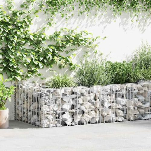 Tonture Pflanzkübel Steinkorb aus verzinktem Stahl 180×90×50 cm Gabionen Hochbeet für Garten Terrasse mit wetterfestem Maschendraht, stabiler Gittermatte und blickdichtem Sichtschutz Zaunfeld