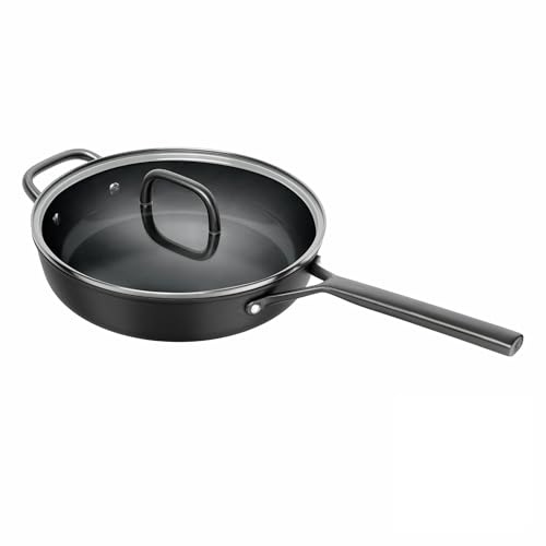 ZWILLING Milano Sauté Pan 28 cm with Glass Lid, Aluminium, Ceramic Non-Stick Coating, PFAS-Free, Suitable for Induction Cookers, Dishwasher Safe, Made in Italy, Black