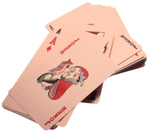 KALLORY Pokerkarten aus Kunststoff mit Goldener Folienrückseite Leicht und Tragbar für Themenpartys und Familienspiele 1 Satz Spielkarten