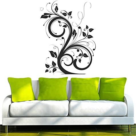 WANDTATTOO/Wandsticker w659 schöne Tribal Blatt Wandaufkleber 40x30 cm schwarz