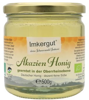Deutscher Bio Akazienhonig, Bioland Qualität aus der Traditionsimkerei im Schwarzwald, 500g Glas, Imkergut