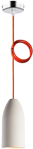 Buchenbusch urban design Pendelleuchte einflammig light edition 7,5 x 16 cm, Wohnzimmerlampe hängend mit Textilkabel Orange