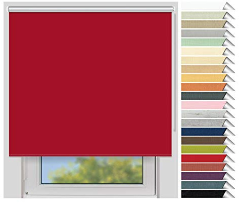 EFIXS Thermorollo Medium - Rollos nach Maß - 25 mm Rollowelle - Stoffbreite bis 220 cm, Höhe bis 240 cm - Hier: bis 200 cm x 150 cm (BxH) - rot (068) - mit & ohne Bohren