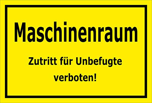 Melis-Folienwerkstatt Schild Maschinenraum - Zutritt verboten – 30x20 cm – 3mm Aluverbund – Bohrlöcher – mehrere Größen/Materialien