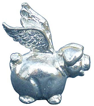 William Sturt Fine Pewter Fliegendes Schwein, Schwein-Figur, Glücksschwein, Tierfigur Geschenk, Handgegossen, Silber (Pewter), Hochzeitsgeschenk