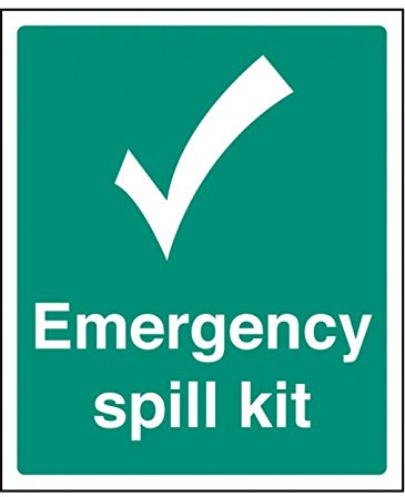 Caledonia Signs 26030H Emergency Spill Kit Sign, Self Adhesive Vinyl, 300 mm x 250 mm