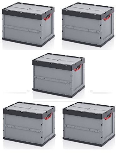 Auer Packaging 5x Profi-Faltbox 60 x 40 x 42 mit Deckel inkl. gratis Zollstock 5er Set