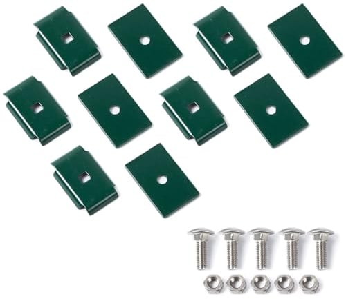 5er Set Mattenverbinder für Doppelstabmatten-Zaun aus grün (RAL 6005) pulverbeschichtetem Stahl zum Verbinden von 8/6/8 mm Stabmatten | Gittermattenverbinder | Verbinder | Eckverbinder | Zaunverbinder