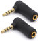 OpenII Gold Plated 3.5mm Headphone Adapters, Right Angle 3.5mm TRRS Male to Female AUX Connector 90 degree 4 Pole 1/8 Audio Adaptors (2 Pack)