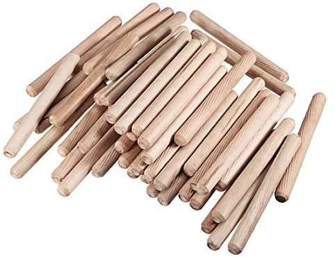 sourcing map Holzdübel 10 x 100 mm, ofengetrocknet, geriffelt, abgeschrägt, Hartholz, 50 Stück